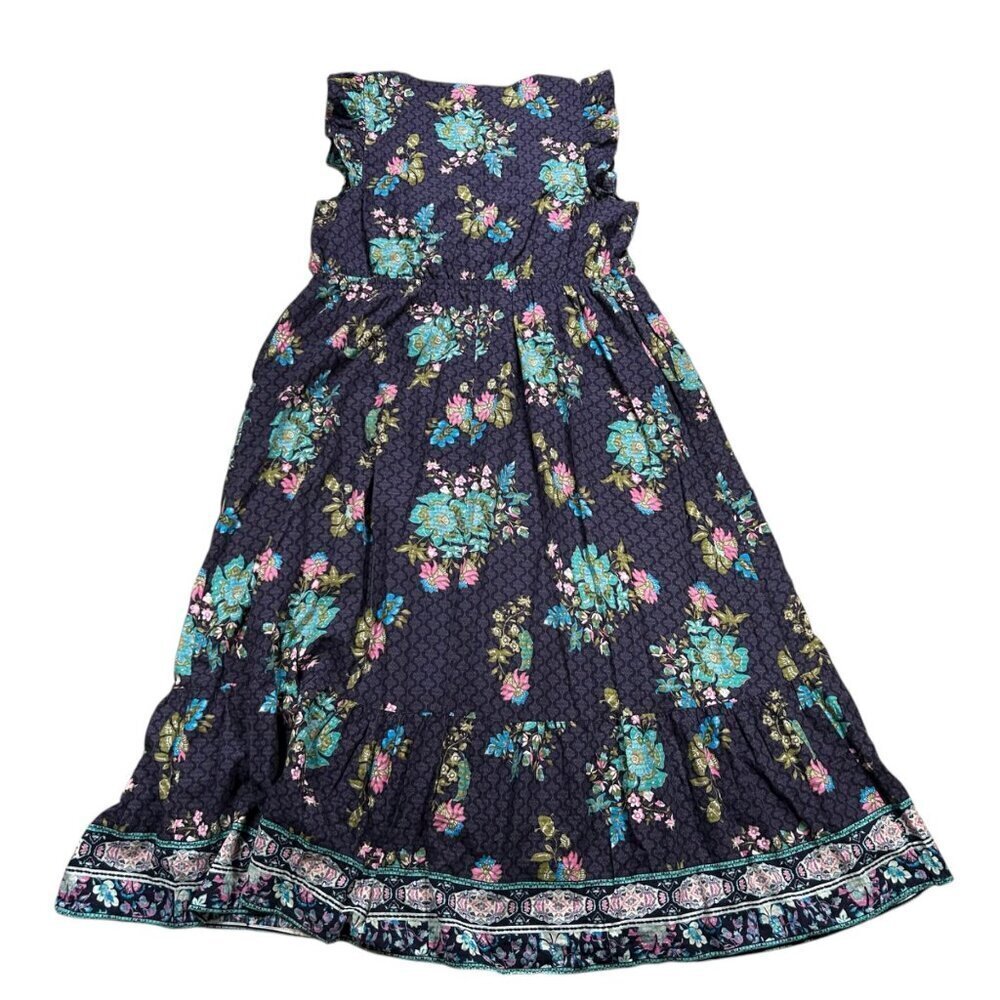 Lane Bryant 14 Flutter Sleeve Maxi Dress Floral Button Front Flowy - Picture 5 of 9